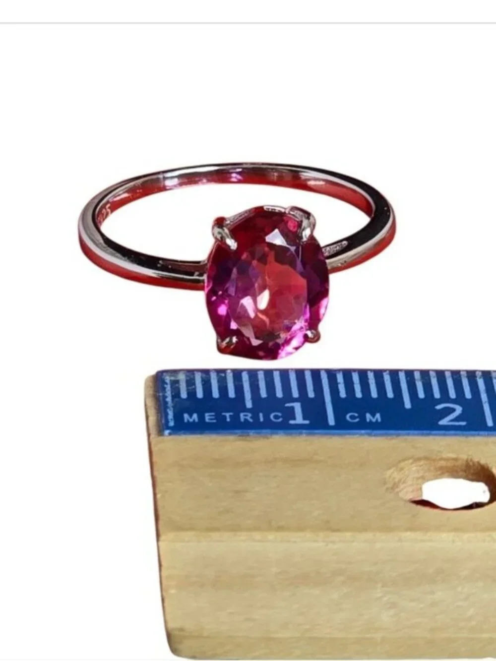 925 Sterling Silver Ring with Natural Pink Topaz  Gem